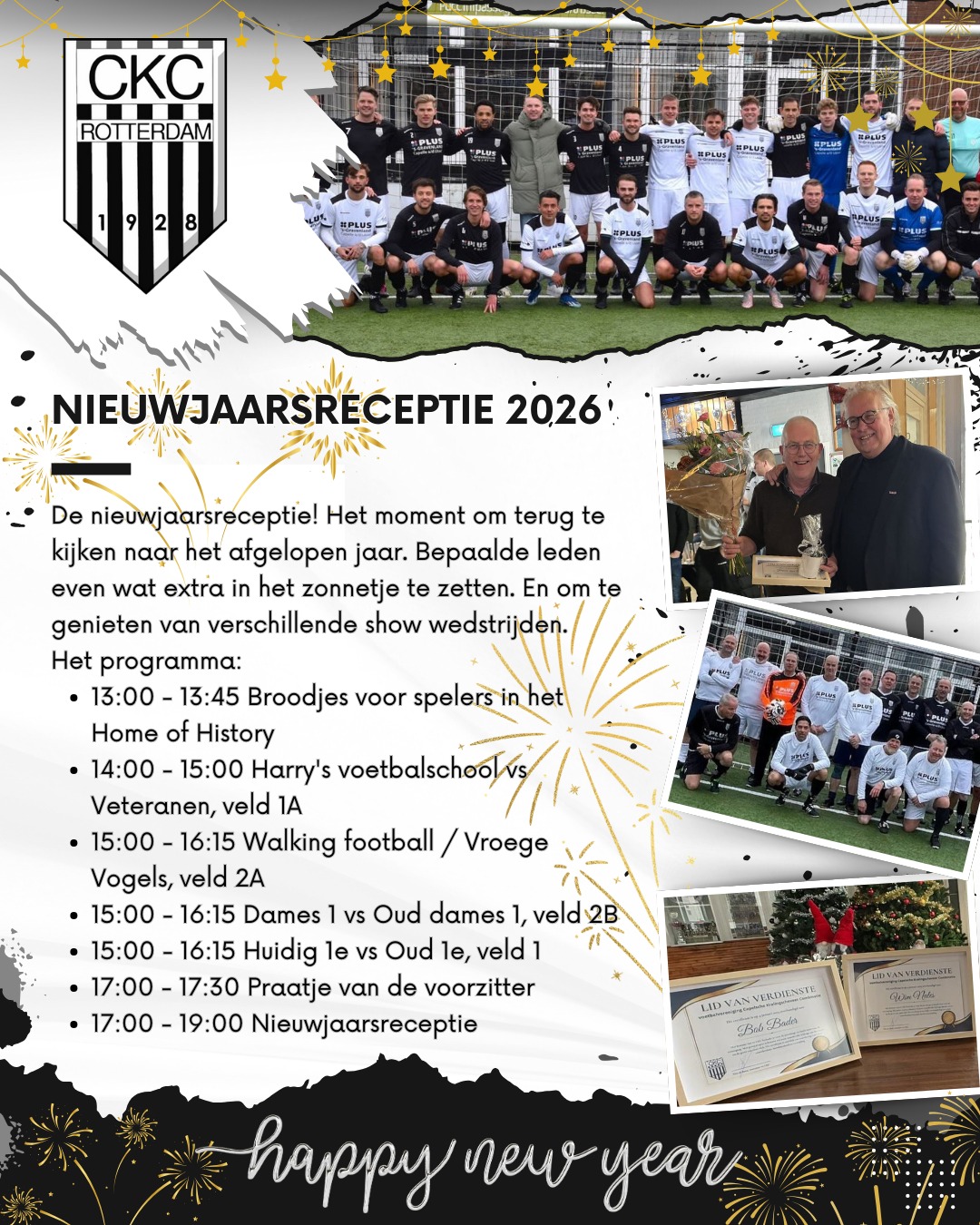 3 januari Nieuwjaars wedstrijden en -receptie.